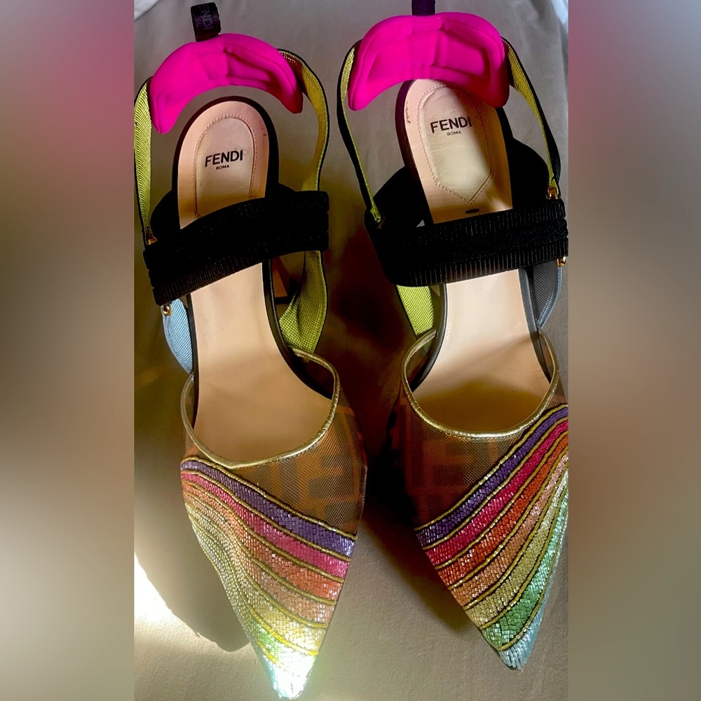 Fendi Colibri 85 mm Beaded Slingback Pump. OFFER 35%OFF